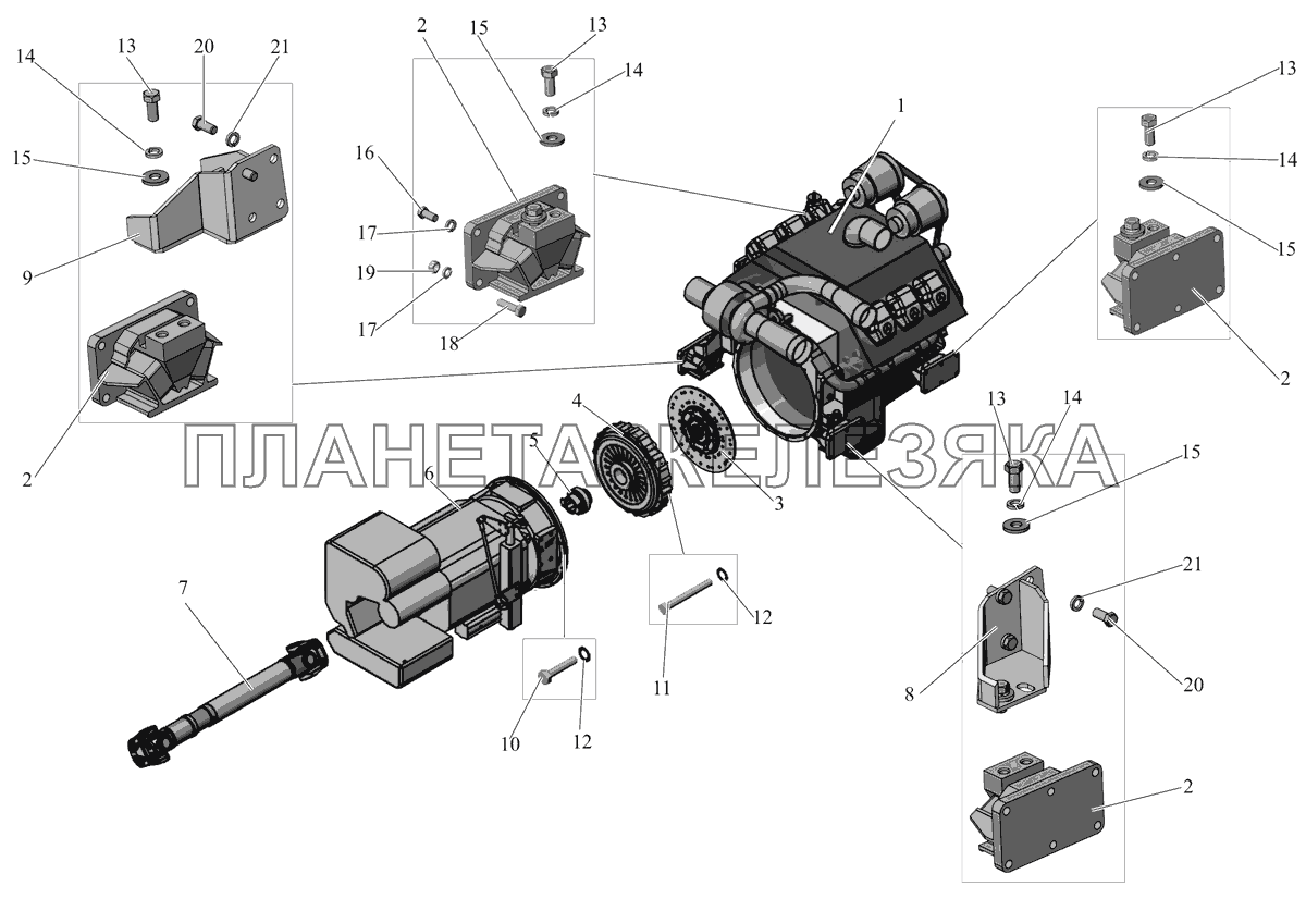 Установка силового агрегата 152062-1000003 - для МАЗ 152062 МАЗ-152 (2011)